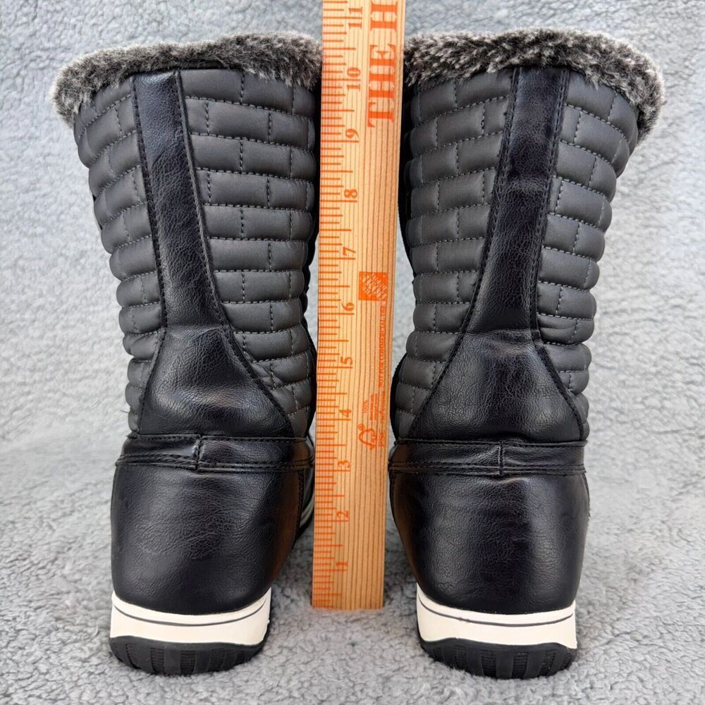 Sporto Liz Mid-Calf Black Winter Boots Women 6W Zippered Closure Tassel Faux Fur - Picture 3 of 11